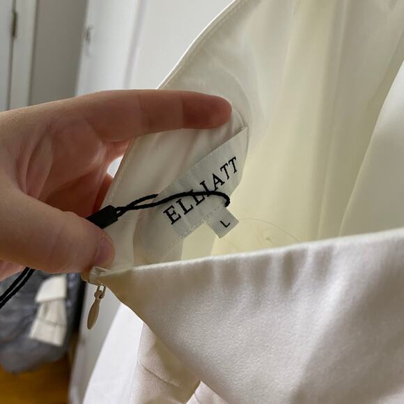 Elliatt Camo Mini Dress in White Halter Neck Asymmetrical Hem NWOT Size L - Picture 7 of 9